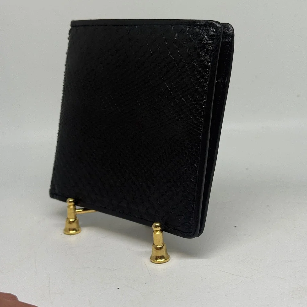 Black Python‎ Snakeskin Bi Fold Wallet with Coin Pouch Never Worn